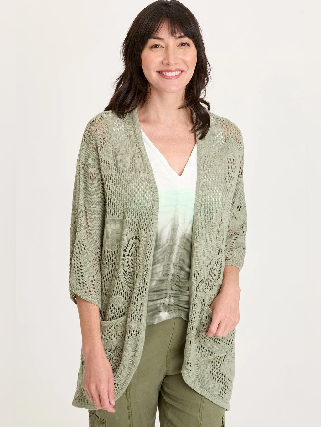 Xcvi Redford Cotton Knit Cardigan In Tradewind Pigment
